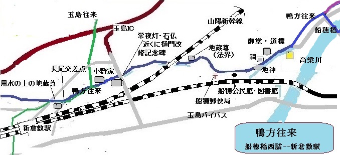 船穂橋西詰から新倉敷駅までの略図