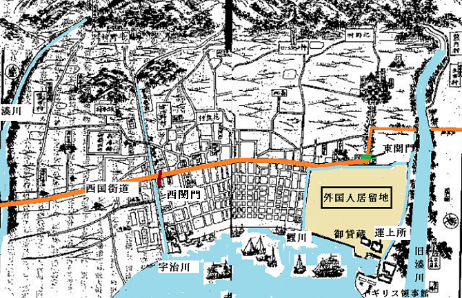 居留地周辺図（慶応年間港全図）