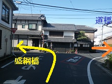 盛綱橋前の分岐