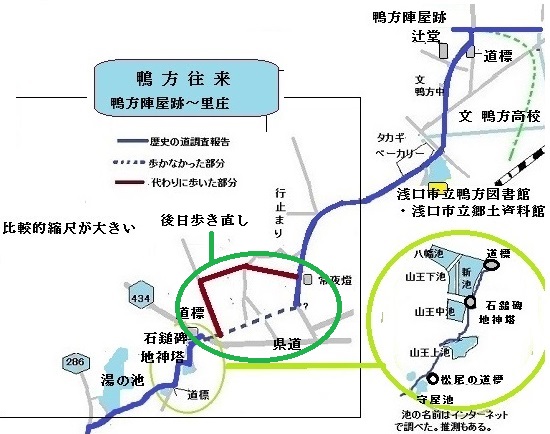 鴨方陣屋跡～湯ノ池までの地図